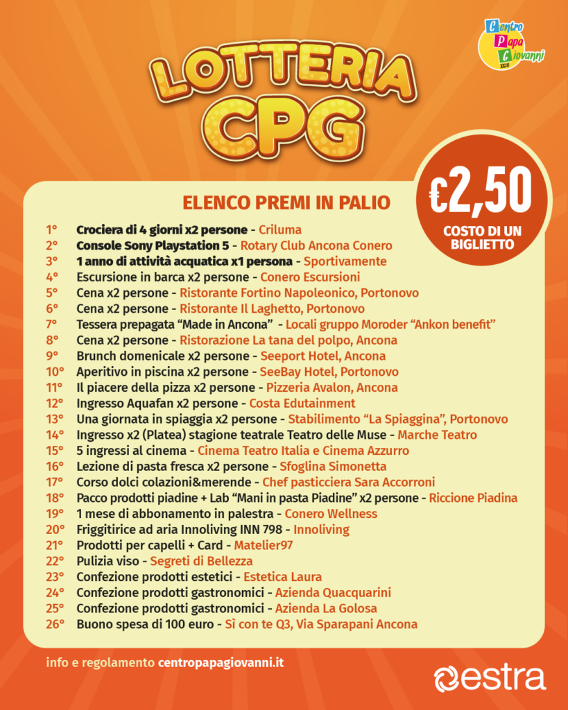 Lista premi Lotteria Solidale.